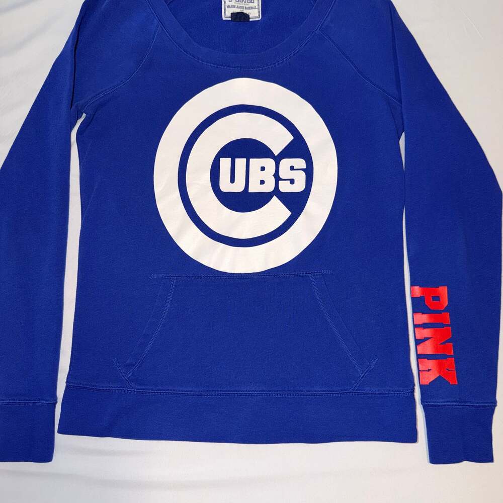 Victoria's Secret PINK Chicago Cubs MLB Long Sleeve Baseball Pullover Sweatshirt